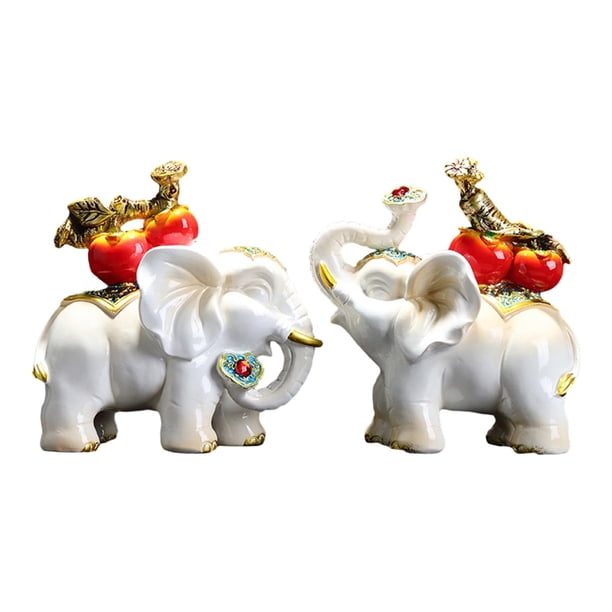 Estatua de Decoración mayimx 2 Piezas Estatuilla de elefante caqui