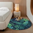 thumbnail image 2 of Tropical Plants Round Area Rug 3Ft Washable Small Circle Rugs for Kitchen Entryway, Summer Watercolor Teal Green Palm Leaves Non-Slip Carpet Floor Mats Indoor Outdoor Carpet Runner Home Decor, 2 of 8