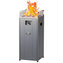 BALI OUTDOORS 15'' Gas Fire Pit, Outside Propane Firebowl with Glass Wind Guard & Fire Glass Stone