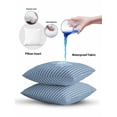 thumbnail image 6 of Outdoor Pillows Waterproof, Blue Botanical Throw Pillows with Inserts Included, Farmhouse Modern Striped Leaf Indoor Outdoor Decorative Lumbar Pillow for Bed/Couch/Patio 12"x20", 2Pcs, 6 of 8