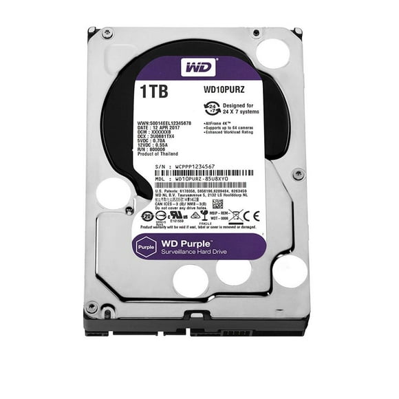 Disco Duro Western Digital Wd Purple 3.5'' 1tb 5400dpi Sata 6gb/s 64mb