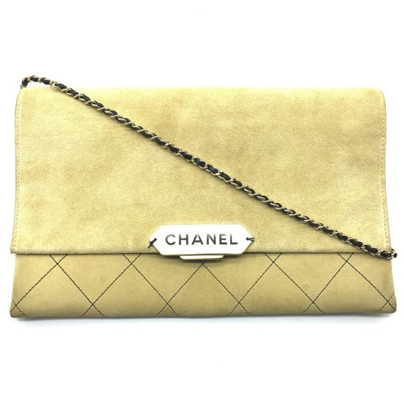 Pre-Owned Chanel CHANEL logo Bag Flap Single Chain Shoulder Bag Beige Beige x... (Good)