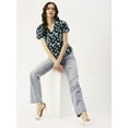 thumbnail image 4 of DressBerry Women’s Printed Poly Crepe Top V Neck Buttoned Front Closure Short Sleeves Waist Length Regular Wear Light Weighted Woven Summer Top, 4 of 7