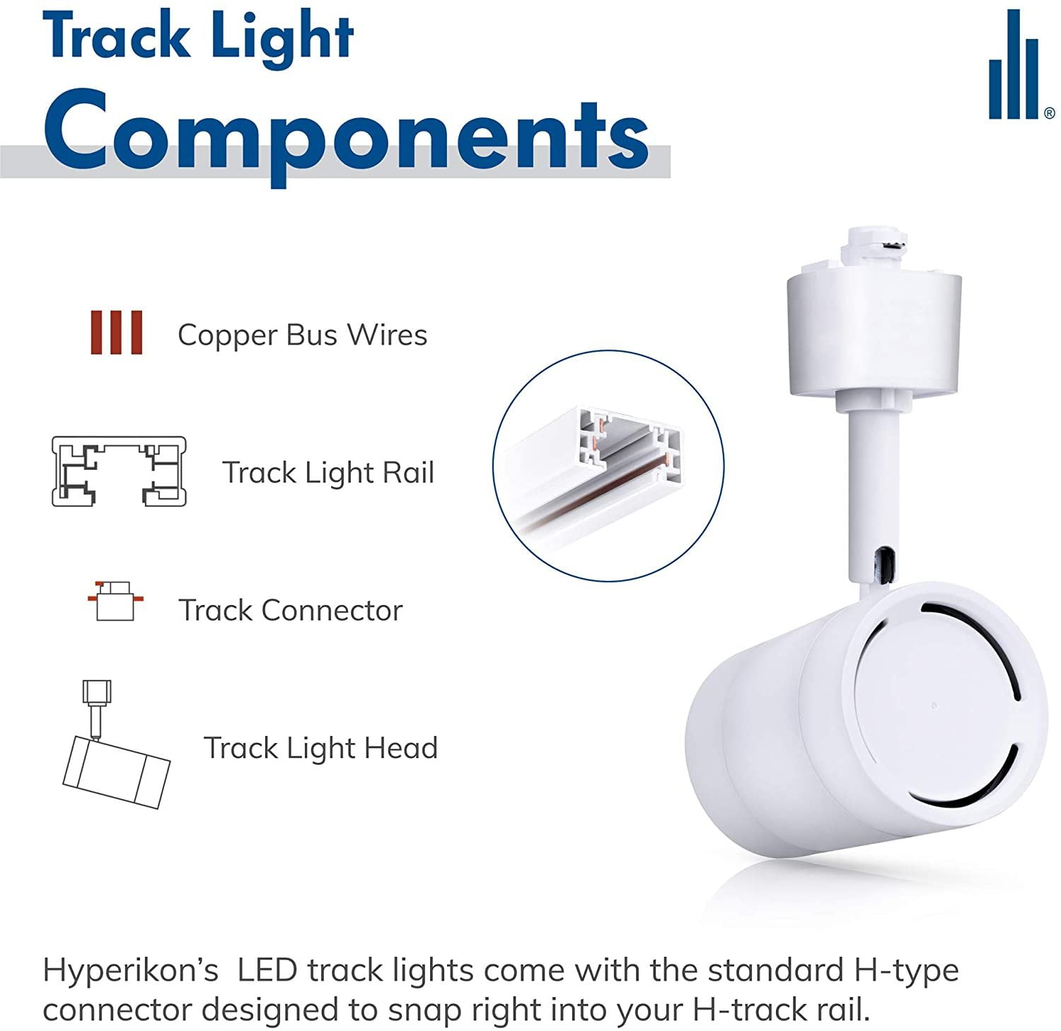 Hyperikon LED Track Head Lighting, H-Type Integrated Track Light, 8.5W=50W, Daylight White, Energy Star, 4 Pack