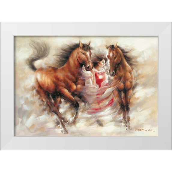 Carter, Prvett 24x18 White Modern Wood Framed Museum Art Print Titled - Ann with Horses II