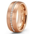 thumbnail image 2 of Metal Masters Mens Rose Goldtone Eternity Tungsten Carbide Ring Dome Wedding Band Cz 8mm, 2 of 7