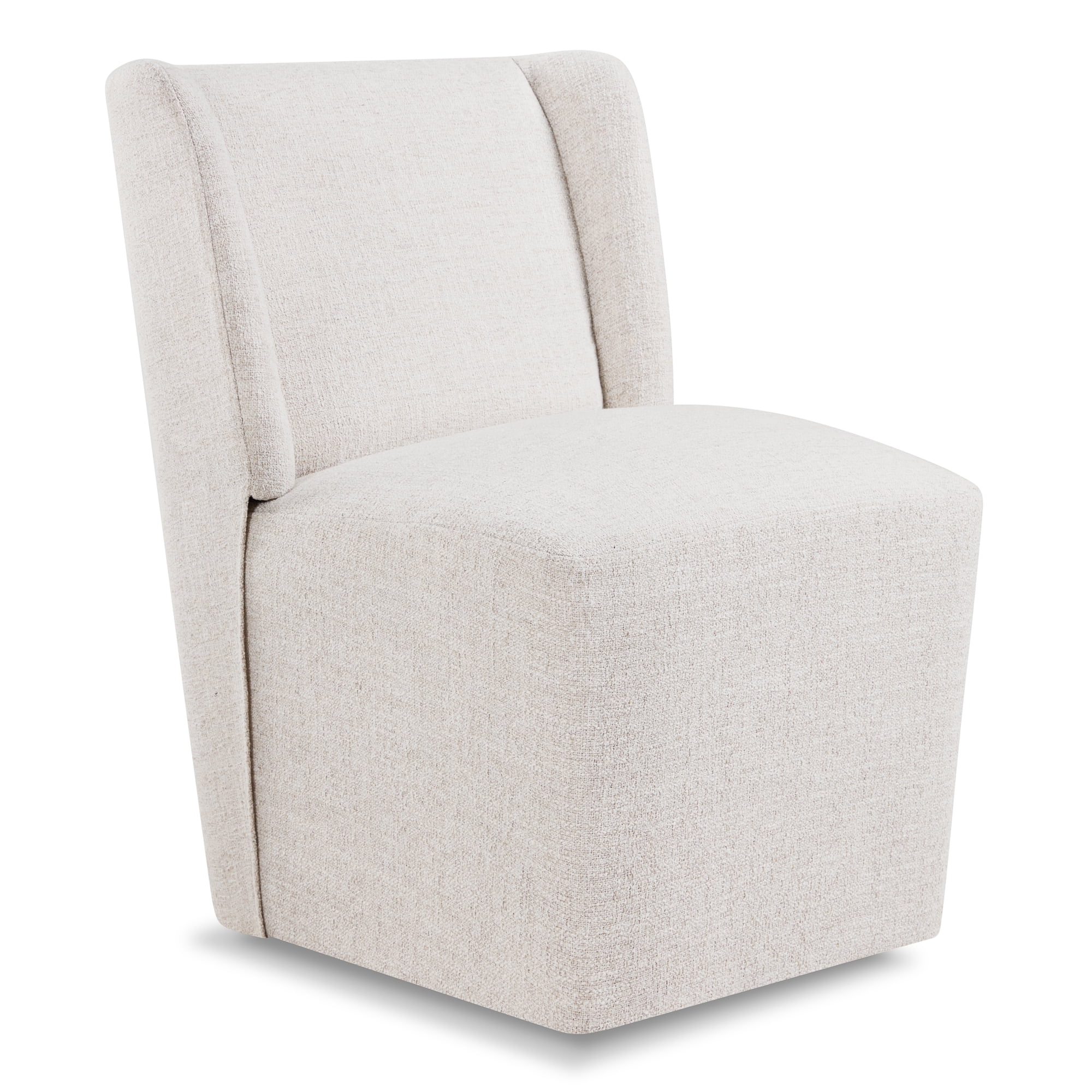 Spruce & Spring Modern Upholstered Dining Chair with Wingback and Hidden Casters, Single, Fabric in Wheat(Multi-colored)