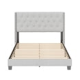 thumbnail image 3 of Boyd Sleep Mia Off White Linen King Size Fully Upholstered Platform Bed Frame with Tufted Headboard, 3 of 13