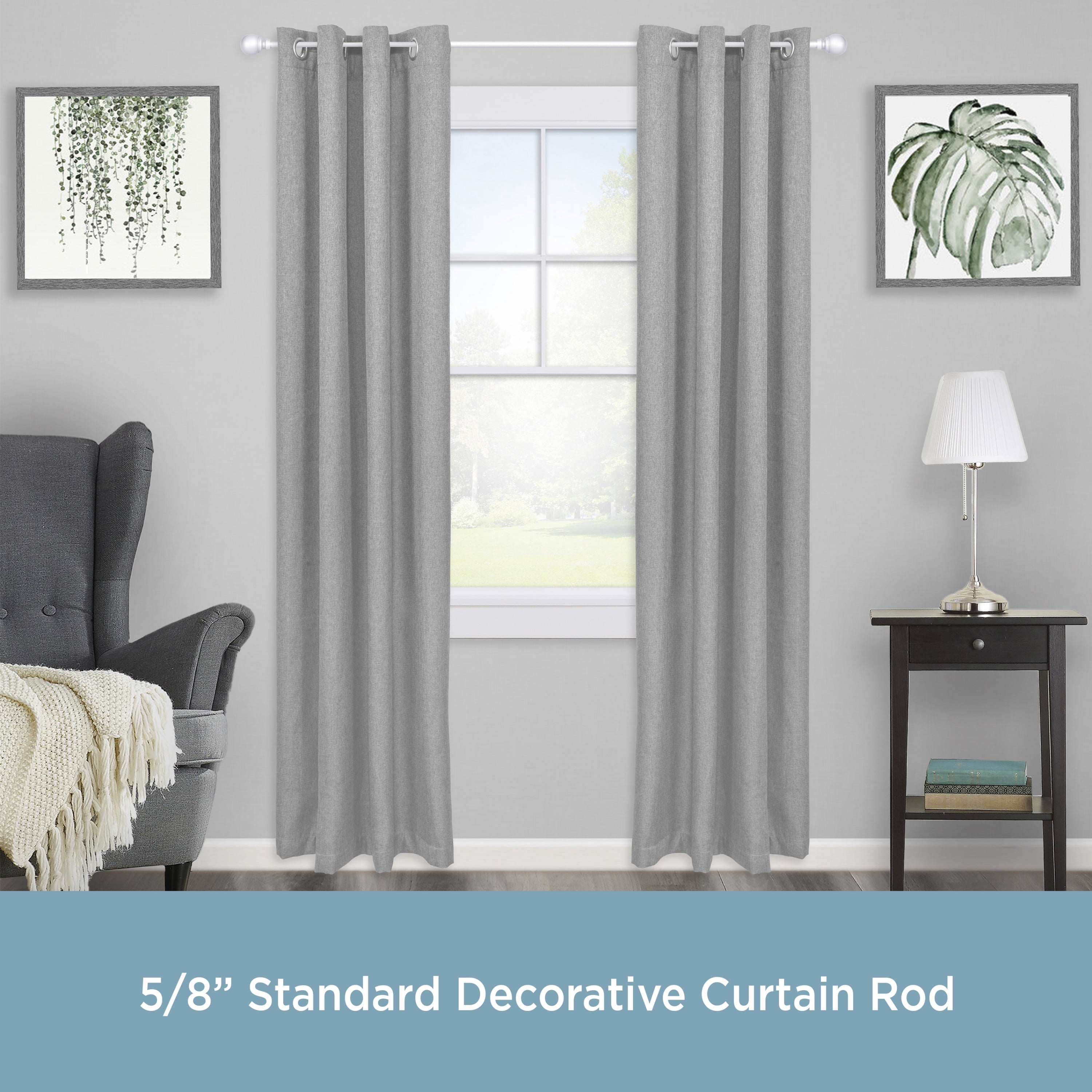 Kenney® Mae 5/8" Standard Decorative Window Curtain Rod, 28-48", Satin Nickel