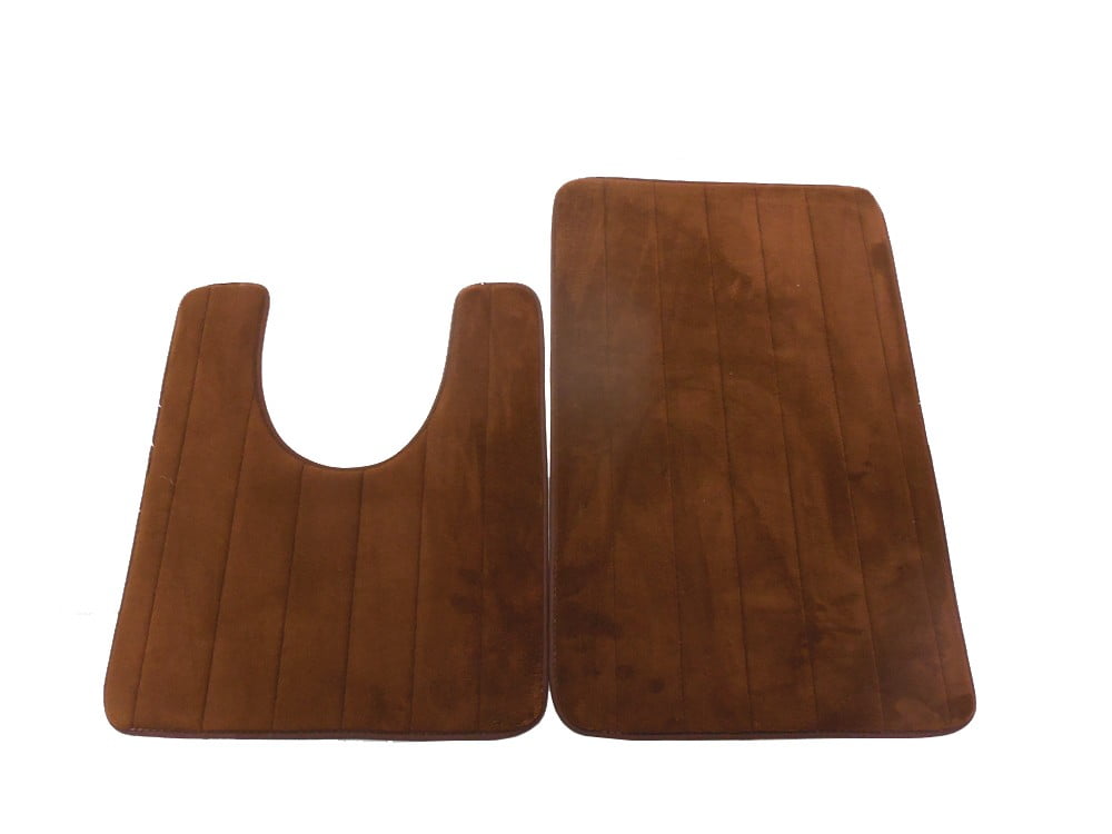 Bathroom Toilet 2 Piece Bath Mat Set Non Slip Soft Rubber Foot Print