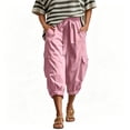thumbnail image 2 of BaoFuBaoMei Cargo Pants Women Plus Size Loose Drawstring Joggers Solid Capris Pants Summer Casual Trousers with Pockets, 2 of 6