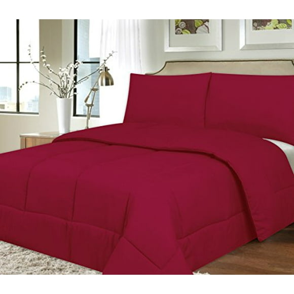 Sweet Home Collection Down Alternative Polyester Comforter Box Stitch Microfiber Bedding - Twin, Burgundy