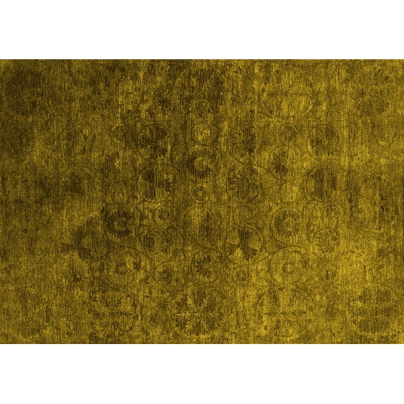 Ahgly Company Machine Washable Indoor Rectangle Oriental Yellow Industrial Area Rugs, 2' x 3'