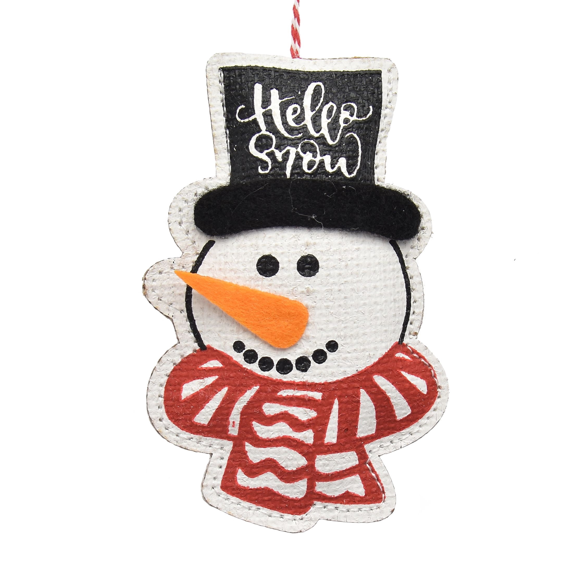 Holiday Time 4ast Red and White Santa Snowman Gnome Pattern Burlap Ornament Set