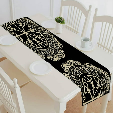 

ECZJNT Magical runic compass Vegvisir table runner table cloth tea table cloth 16x72 Inch