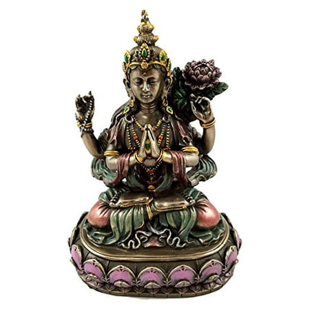 Seated Kuan Yin Statue - Avalokiteśvara Kuan Yin Compassion of All Buddhas Sitting In Harmonious Meditation Figurine Sculpture