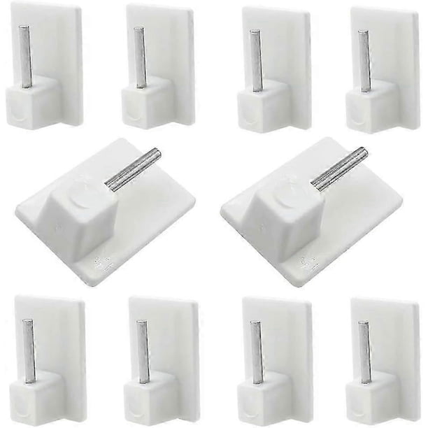 Self Adhesive Hooks,10 Packs Plastic Sticky End Window Hook for Net Curtain Rods