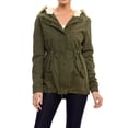 thumbnail image 2 of Womens Faux Fur Hoodie Sherpa Lined Military Safari Utility Fashion Parka Jacket, 2 of 6