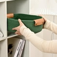 thumbnail image 5 of Natubeau 6 Pack Green Woven Storage Baskets, Stackable Cotton Rope Organizer Bins, Sturdy Decorative Rectangle Basket for Shelf, Kitchen, Bathroom, Bedroom & Home Organization, 5 of 11