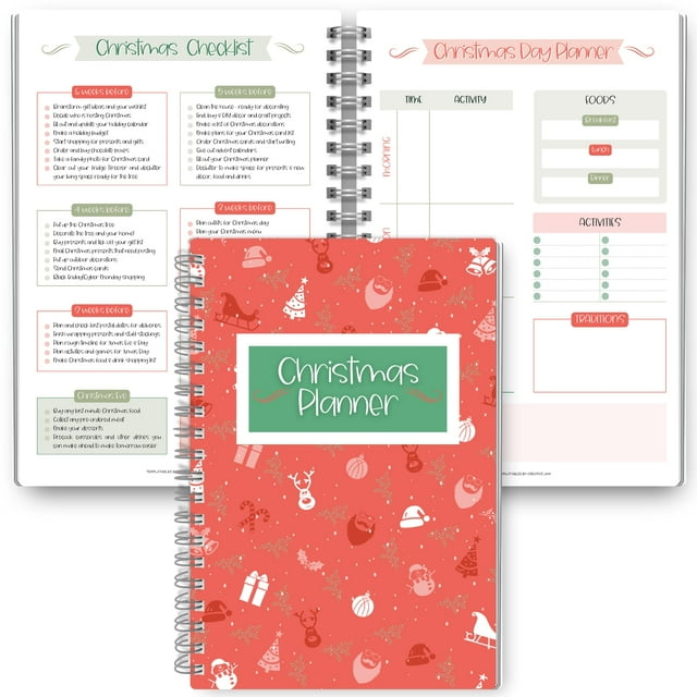 Planner Templatables Lista de verificación para Navidad, color rojo