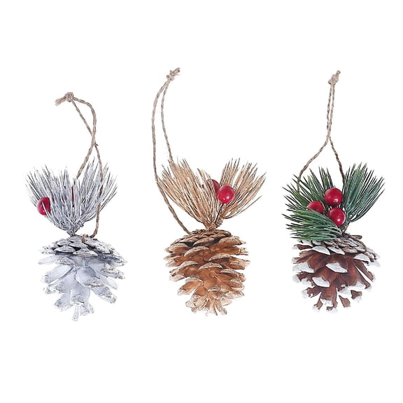 Pinecone De Noël Avec Ornement De Baies - Ensemble De 6