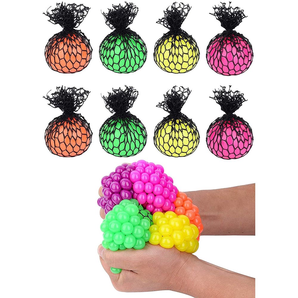 Mesh Stress Balls for Kids Pack of 12 Squeeze Toys in Assorted