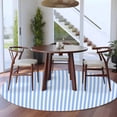 thumbnail image 3 of Round Area Rug 8Ft, Blue White Stripe Non-slip Area Rugs Carpet for Living Room/Bedroom/Bathroom/Kitchen, Modern Minimalist Geometric Striped Washable Throw Floor Mat Indoor Outdoor Entrance Doormat, 3 of 9