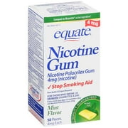 Equate: Nicotine Polacriex Gum 4Mg(Nicotine)/Stop Smoking Aid Mint Flavor Nicotine Gum, 50 ea