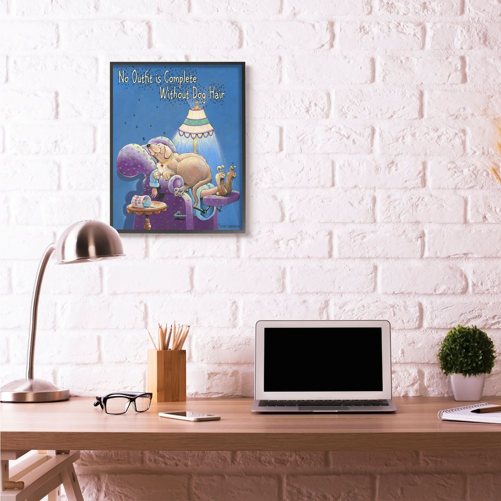 Outfit Dog Hair Funny Cartoon Pet Design XXL Framed Giclee Texturized Art by Gary Patterson