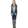 thumbnail image 7 of Notus Skeleton Bodysuits for Halloween Women's Sexy Skeleton Costume Cosplay Bodysuit Outfit Zip Up Jumpsuit Iridescent L, 7 of 7