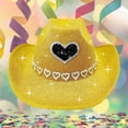 thumbnail image 2 of HNMKIU Stylish Denim Cowboy Hat with Heart Trim Design for Stage Shows and Festive Events Yellow,One Size, 2 of 4
