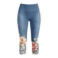 thumbnail image 3 of cocolona Womens Summer Casual Printed Capri Leggings Elastic Waist Stretch Cropped Workout Gym Yoga Pants with Pockets, 3 of 5