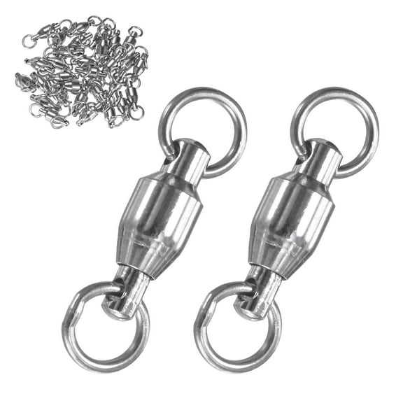 Uxcell 30-Pack Ball Bearing Fishing Swivels, 2# 0.71In (18mm) Stainless Steel Lure Leader Line Connector for Fishing [Silver]