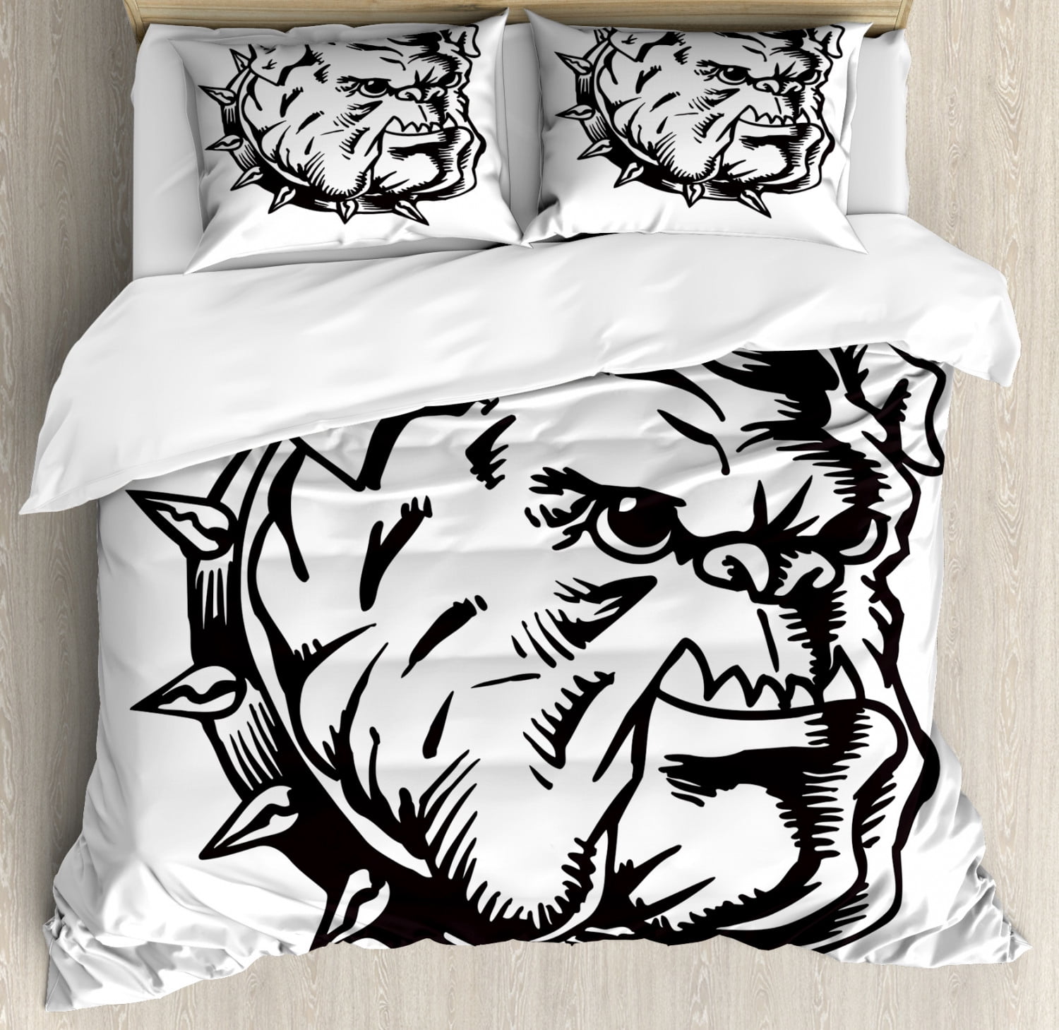 Bulldog Heart Sunglasses Pattern Print Duvet Cover Bedding Set