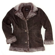 George - Women's Plus Chocolate Suede Nordic Coat