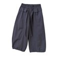 thumbnail image 5 of CQONEPT Girls' Cotton Pant with Pockets Wide Leg Baggy Fashion Pant Elastic Waist Solid Comfy School Trousers 2-14 Years Navy 4-5 Years, 5 of 6