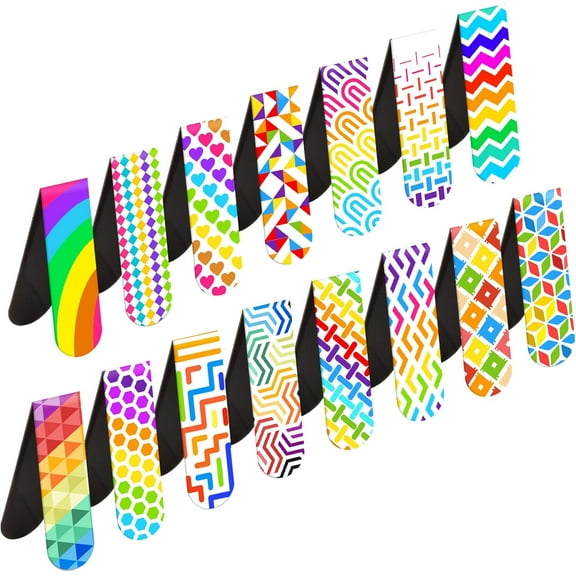 Magnetic Bookmarks, 15PCS Magnetic Cute Bookmark for Teacher, Women, Men & Kids - Solid Colorful Light Bookmarks (Pack of 15)