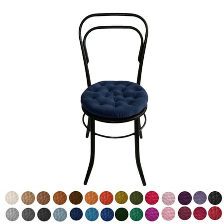 

My Infinity Store 16 Plush Round Tufted Chair Pad/Cushions Tie-Backs (Navy Blue 1 Piece)