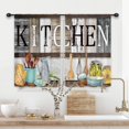 thumbnail image 5 of Farmhouse Wooden Kitchen Curtains Short Small Retro Western Country Rustic Board Plank Fruits Vegetables Rod Pocket Vintage Farm Bedroom Living Room Treatment Fabric 2 Panels 27.5Wx39H Inch, 5 of 6