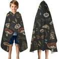 thumbnail image 3 of Red Mushroom Fern Black Pattern Hooded Bath Towel，50"x30" for Ages 3 To 12 Kids, Quick Dry Lightweight Soft Microfiber Hood Beach Towel Cover Up for Kids, 3 of 7