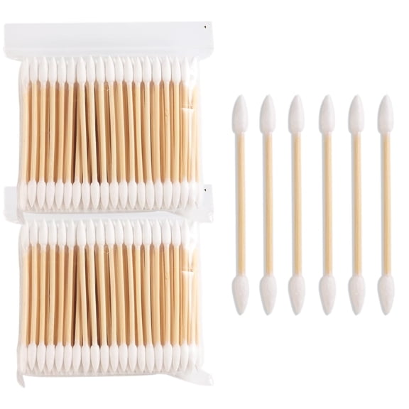 Niuxa 200PCS Pointed Tip Cotton Swabs, Precision Tip Cotton Swabs with Wooden Sticks, Double Side Cotton Buds for Makeup, Personal Care, Nail Polish Clean Up Tool, Nail Polish Corrector Swabs