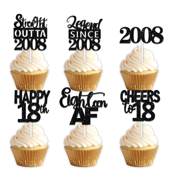 Topper para cupcakes LETLIMIT negro con brillo 30 piezas 5 cm