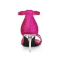 thumbnail image 2 of BLISSFUL STEP Women's Glitter Ankle Straps Stiletto Clear Heels Sandals Hot Pink 6, 2 of 7