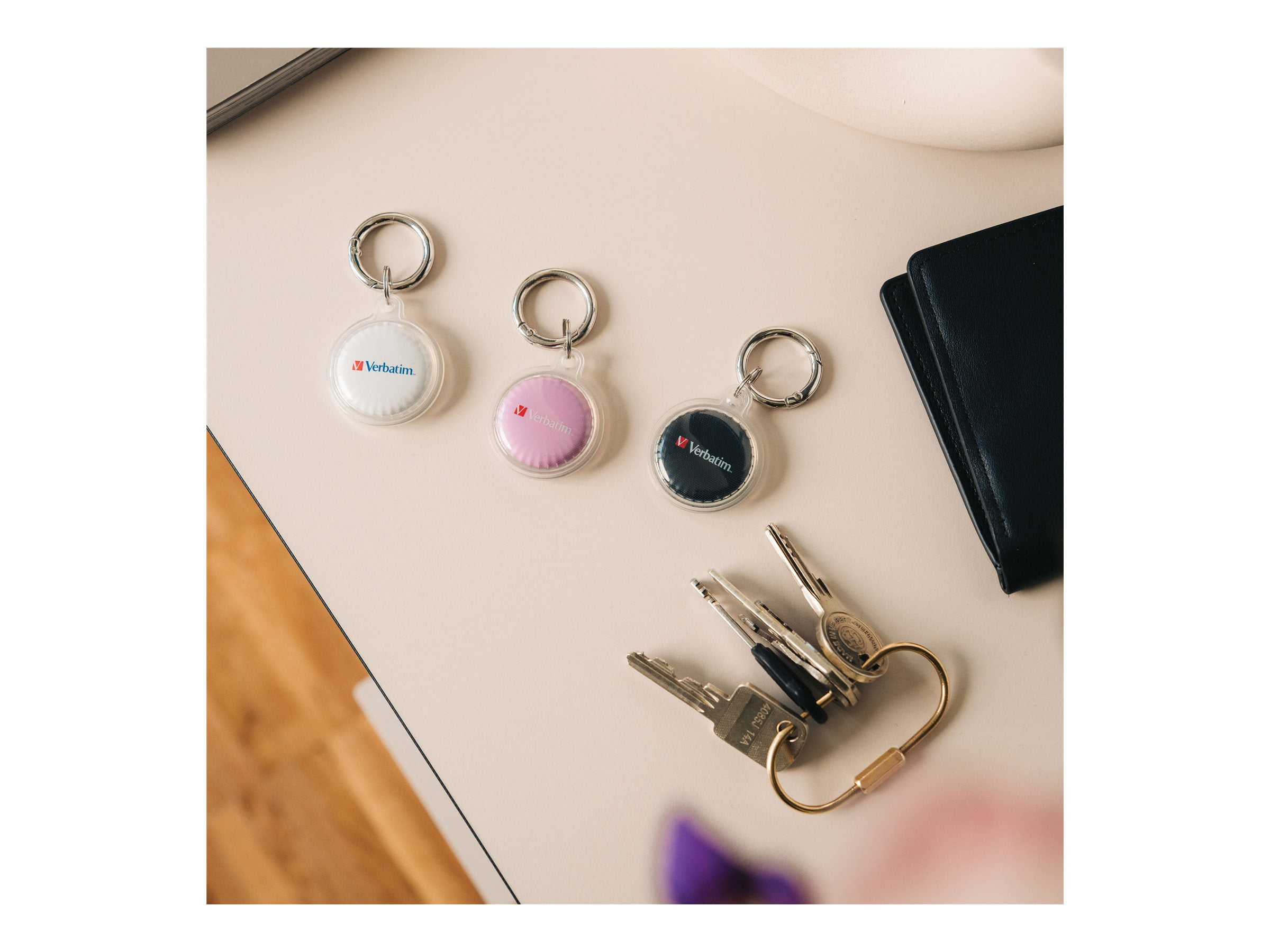 Verbatim  My Finder Bluetooth Coin Tracker - Black, White & Purple - Pack of 3