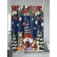 thumbnail image 5 of Blue Christmas Small Stall Shower Curtain, Waterproof Shower Curtains for Bathroom, Winter Gnomes Poinsettia Pine Tree Branches Washable Fabric Cloth Bath Curtain for Bathtub with Hooks 36x72 Inches, 5 of 6