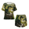 thumbnail image 2 of Yiaed Deep Forest Stone Green Dragon Print Short Sleeve Pajama Sets for Women Casual Crew Neck 2 Piece Lounge Sets Women's Short-Sleeved Pajama-4X-Large, 2 of 5