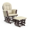 Storkcraft Hoop Glider with Ottoman, Cherry Finish with Beige Cushions