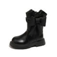 thumbnail image 4 of NAISIBABY Kids Girls Mid Calf Boots, Low Heels Princess Bow Waterproof Non-Slip Winter Fashion British Style Boots Black 11(Little Kids), 4 of 9