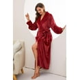 thumbnail image 3 of LYCY Womens Long Fleece Robe Soft Plush Robes for Women Warm Bathrobes Comfy House Coat Full-length（Burgundy, Small-Medium）, 3 of 5