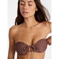 thumbnail image 5 of No Boundaries Polka Dot Tie Front Bandeau Bikini Top, Women's XXS-XXL, 5 of 6